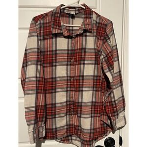 Old Navy flannel shirt womens size XL button up long sleeve plaid red